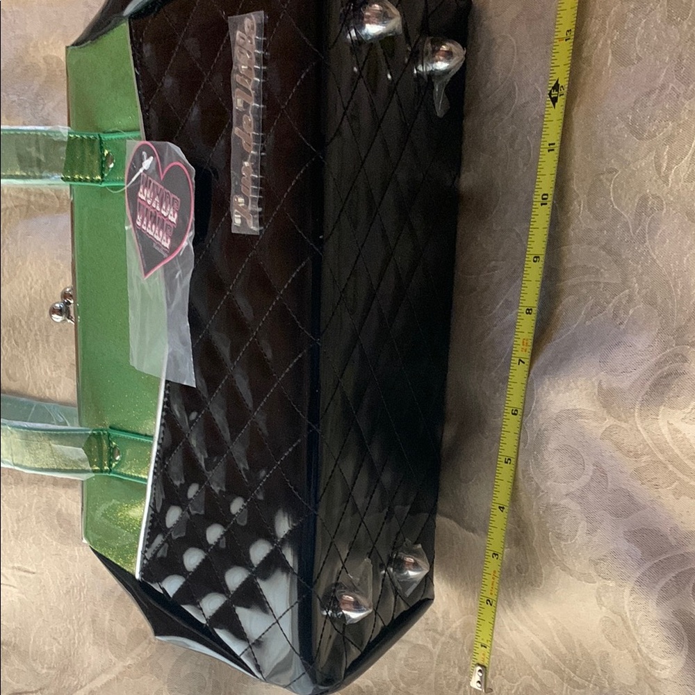 Lux de Ville Sparkle Green & Black Shoulder Bag Purse - Picture 8 of 8